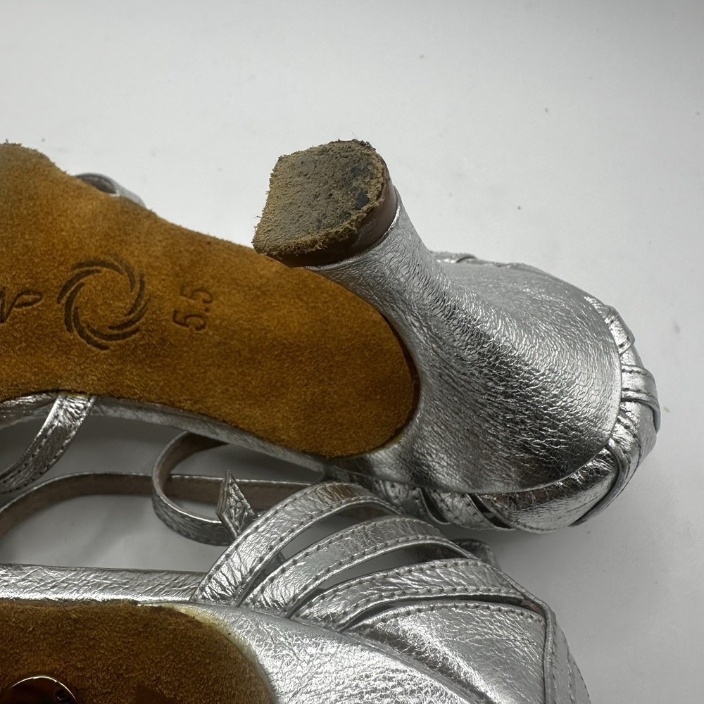Natural Spin Strappy Tango Heels Dance Shoes Silver Women's Size 5.5 MSRP $106 - Picture 12 of 15